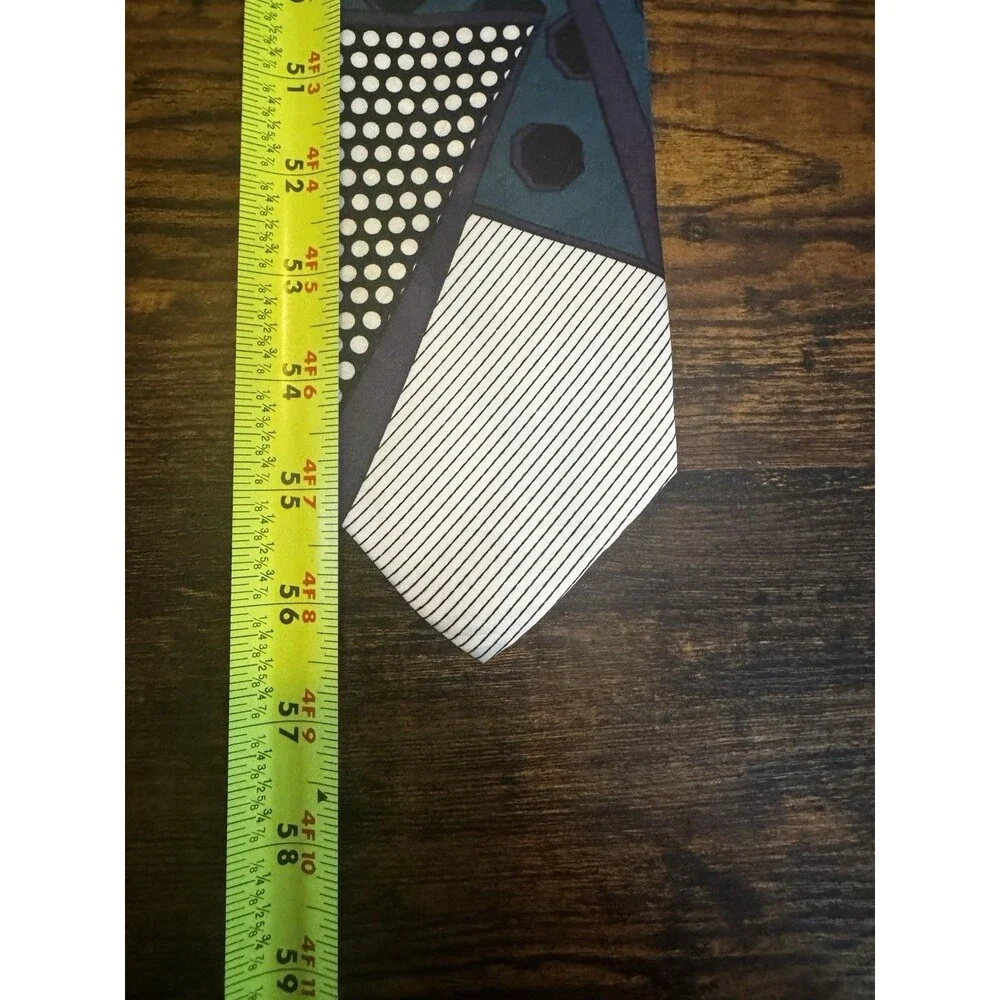 Vintage Surrey Geometric Abstract Tie 80s 90s Retro Color Block Dots Polyester
